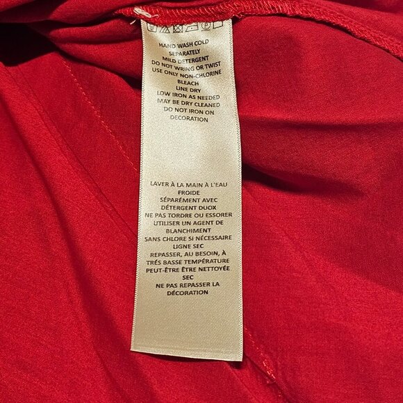 Maeve Anthropologie Embellished Top Blouse Women Size 12 Red Lined Chiffon - Picture 10 of 13